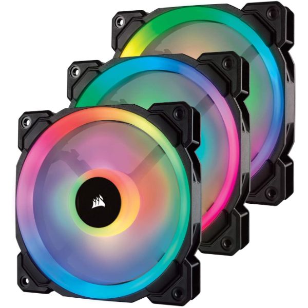 Corsair LL Series LL120 RGB 120mm Dual Light Loop RGB LED PWM Fan 3 Fan Pack with Lighting Node Pro - PakByte Computers 