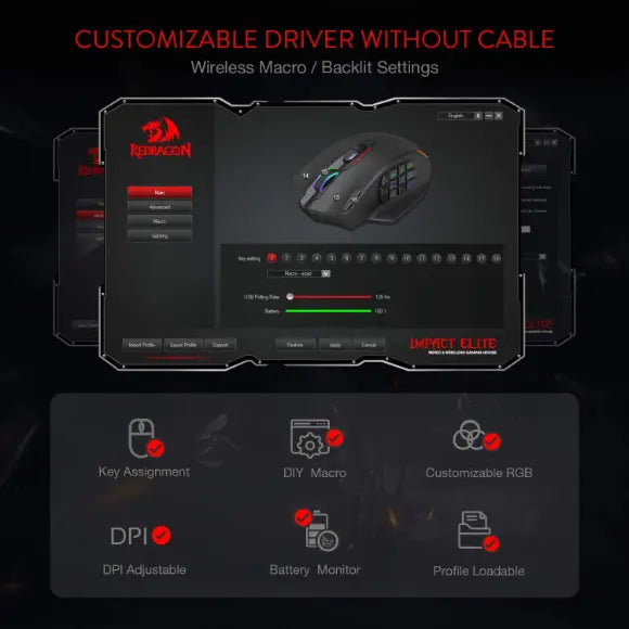 Redragon M913 Impact Elite Wireless Gaming Mouse - PakByte Computers 