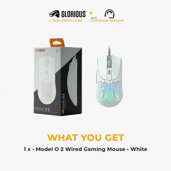 Glorious Model O2 Wired Gaming Mouse - Matte White - PakByte Computers 