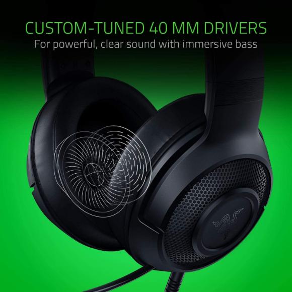 Razer Kraken X Ultralight Gaming Headphones: 7.1 Surround Sound - Black - PakByte Computers 