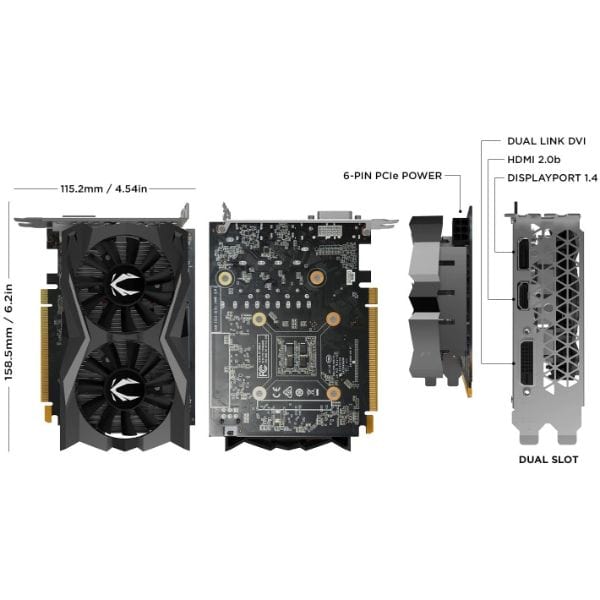 ZOTAC Gaming GeForce GTX 1650 Super Twin Fan 4GB GDDR6 128-Bit Gaming Graphics Card, Super Compact, Zt-T16510F-10L - PakByte Computers 