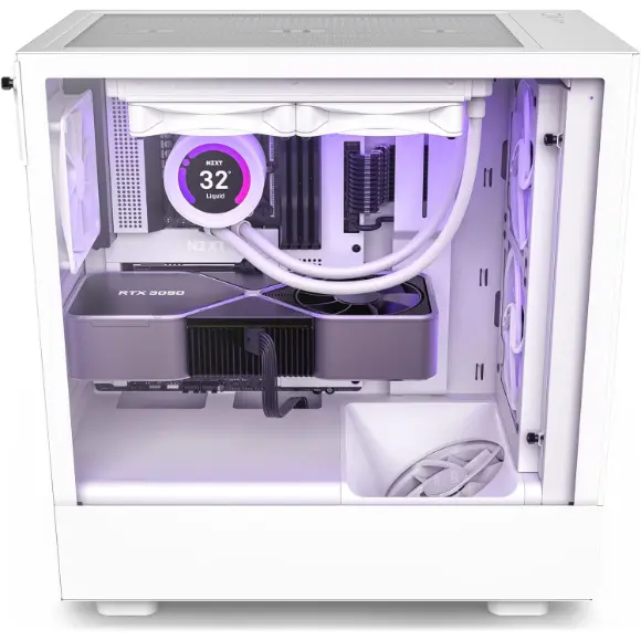 NZXT H5 Flow Compact ATX Mid-Tower PC Gaming Case – White - PakByte Computers 