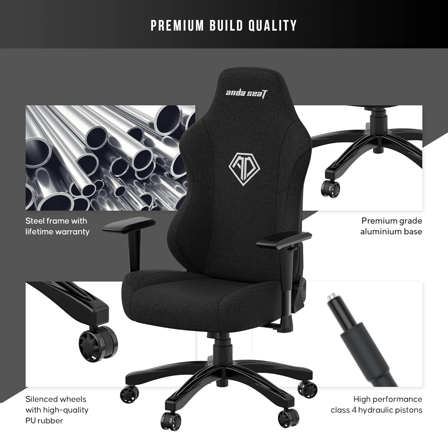 Anda Seat Phantom 3 XL Fabric Gaming Chair - Black - PakByte  