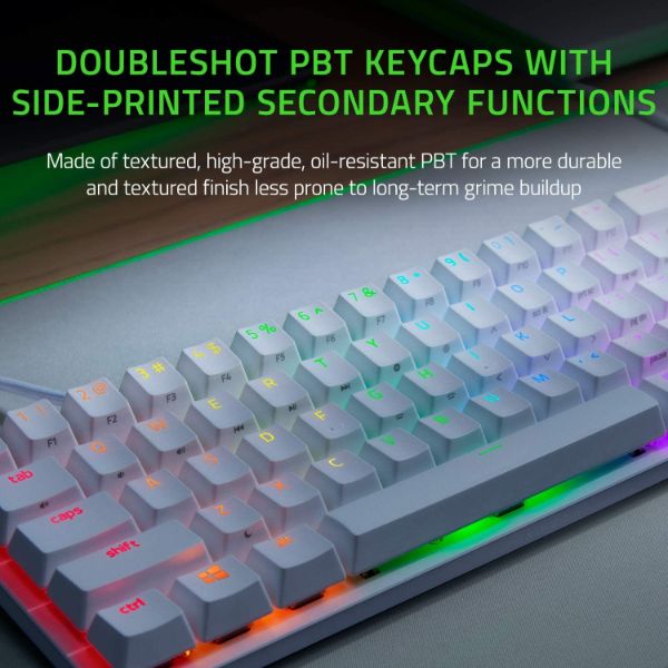 Razer Huntsman Mini 60% Gaming Keyboard: Clicky Optical Switches, Mercury White - PakByte Computers 