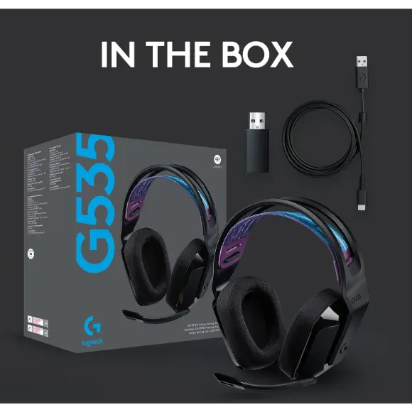 Logitech G535 LIGHTSPEED Wireless Gaming Headset - BLACK - PakByte Computers 