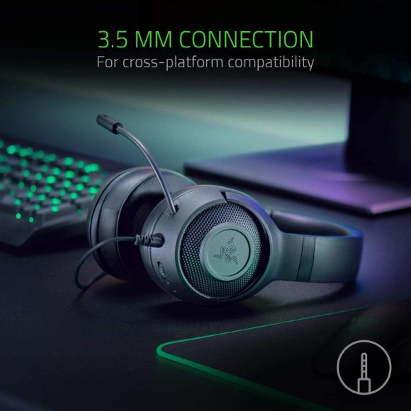 Razer Kraken X Ultralight Gaming Headphones: 7.1 Surround Sound - Black - PakByte Computers 