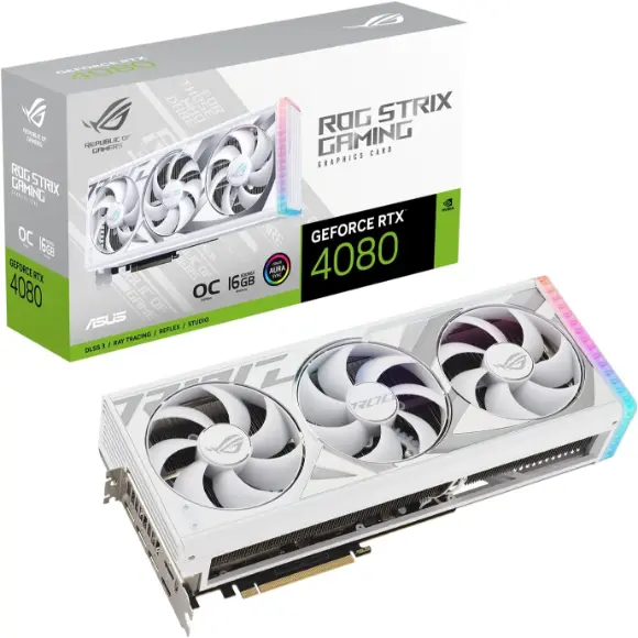 ASUS ROG Strix GeForce RTX 4080 OC Edition Gaming Graphics Card - White - PakByte Computers 