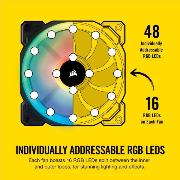 Corsair LL Series LL120 RGB 120mm Dual Light Loop RGB LED PWM Fan 3 Fan Pack with Lighting Node Pro - PakByte Computers 