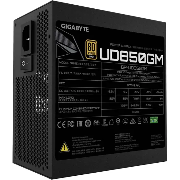 GIGABYTE 850W 80 Plus Gold Certified (GP-UD850GM) Fully Modular Power Supply - PakByte Computers 