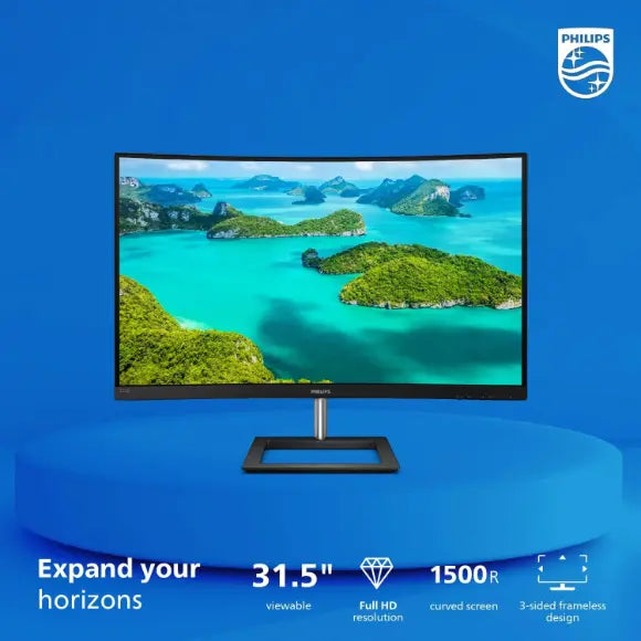 PHILIPS 322E1C 32" FHD Adaptive-Sync 75Hz Super-Curved Frameless Monitor - PakByte Computers 