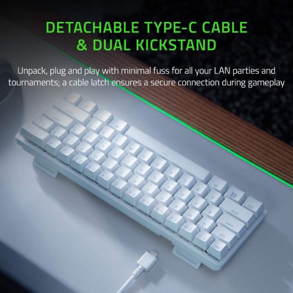 Razer Huntsman Mini 60% Gaming Keyboard: Clicky Optical Switches, Mercury White - PakByte Computers 