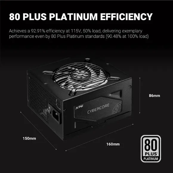 XPG CYBERCORE 1000W 80 Plus® Platinum Fully Modular Power Supply - PakByte Computers 