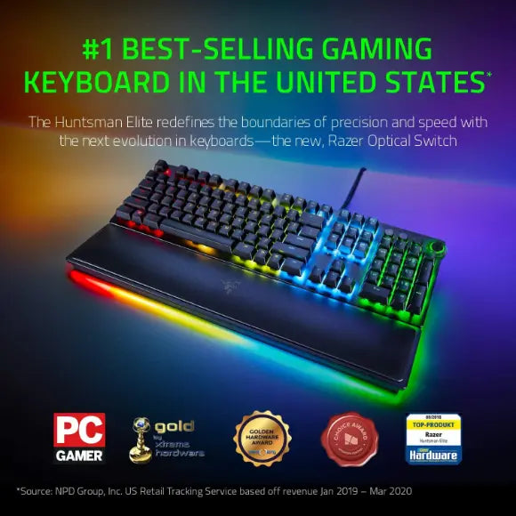 Razer Huntsman Elite Gaming Keyboard: Fastest Keyboard Switches Ever - Classic Black - PakByte Computers 