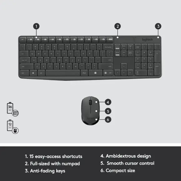 Logitech MK235 Wireless Keyboard & Mouse Combo - PakByte Computers 