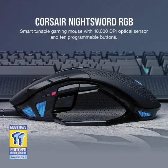 Corsair Nightsword RGB WIRED Gaming Mouse - PakByte Computers 