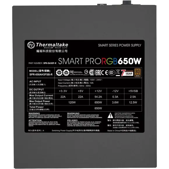 Thermaltake Smart Pro RGB 650W 80+ Bronze Power Supply - PakByte Computers 