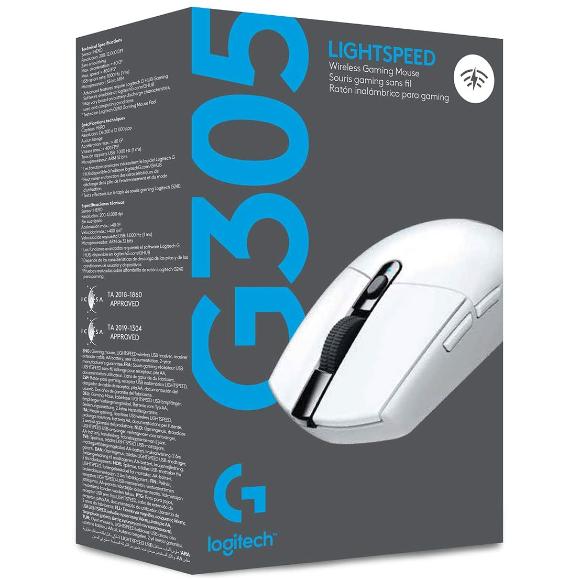 Logitech G305 Lightspeed Wireless Gaming Mouse, HERO Sensor, 12,000 DPI - White - PakByte Computers 