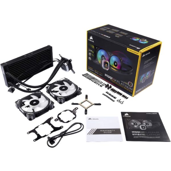 Corsair H100i RGB PLATINUM AIO Liquid CPU Cooler,240mm,Dual ML120 PRO RGB PWM Fans,Intel 115x/2066,AMD AM4/TR4 - PakByte Computers 