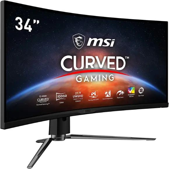 MSI MPG ARTYMIS 343CQR 34" Gaming Curved Monitor 1000R, 21:9, Super Narrow Bezel, 1ms, 3440x1440, (UWQHD), 165Hz Tilt/Swivel/Height Adjustment - PakByte Computers 