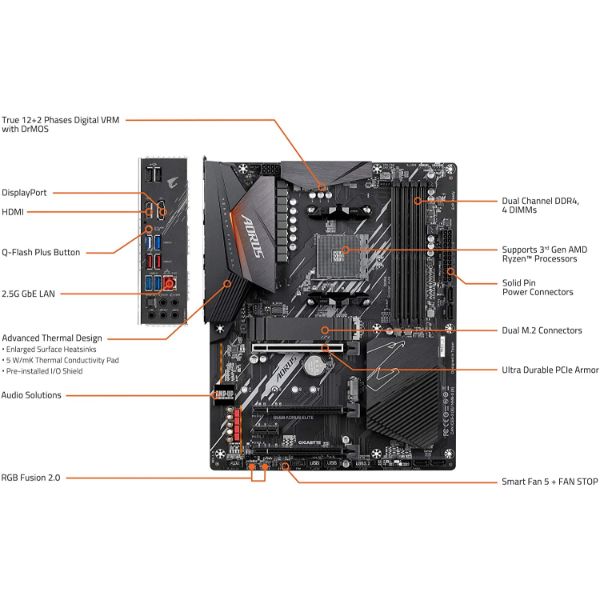 GIGABYTE B550 AORUS Elite Gaming Motherboard - PakByte Computers 