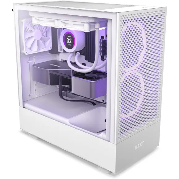 NZXT H5 Flow Compact ATX Mid-Tower PC Gaming Case – White - PakByte Computers 