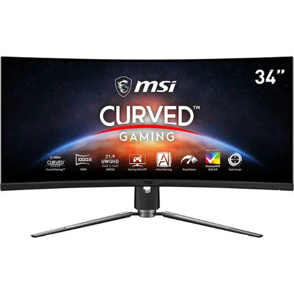 MSI MPG ARTYMIS 343CQR 34" Gaming Curved Monitor 1000R, 21:9, Super Narrow Bezel, 1ms, 3440x1440, (UWQHD), 165Hz Tilt/Swivel/Height Adjustment - PakByte Computers 