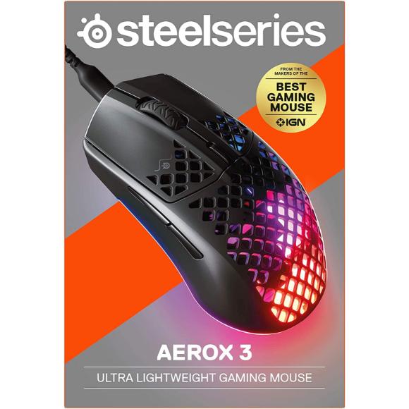 SteelSeries Aerox 3 - Super Light Gaming Mouse - 8,500 CPI TrueMove Core Optical Sensor - PakByte Computers 