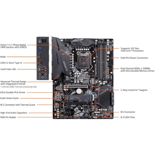 GIGABYTE Z490 Gaming X (Intel LGA1200/Z490/ATX/Gaming Motherboard) - PakByte Computers 