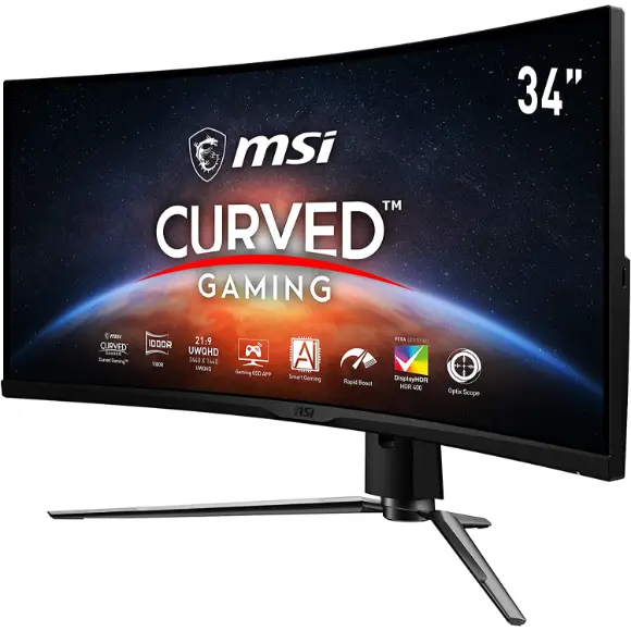 MSI MPG ARTYMIS 343CQR 34" Gaming Curved Monitor 1000R, 21:9, Super Narrow Bezel, 1ms, 3440x1440, (UWQHD), 165Hz Tilt/Swivel/Height Adjustment - PakByte Computers 