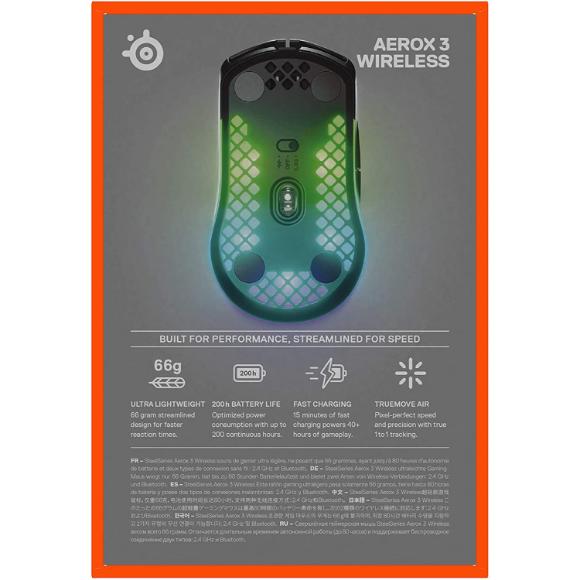 SteelSeries Aerox 3 Wireless - Super Light Gaming Mouse - 18,000 CPI TrueMove Air Optical Sensor - PakByte Computers 