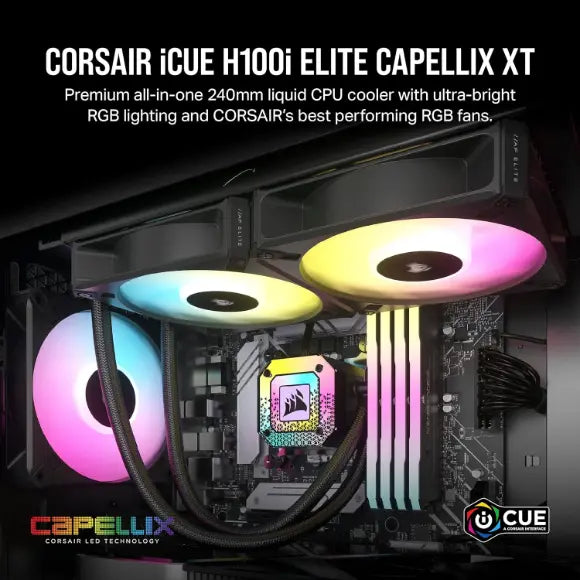 Corsair iCUE H100i Elite CAPELLIX XT Liquid CPU Cooler - PakByte Computers 