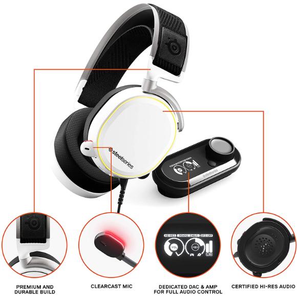 SteelSeries Arctis Pro + GameDAC Wired Gaming Headset - White - PakByte Computers 