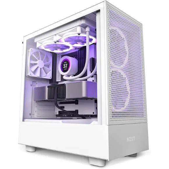 NZXT H5 Flow Compact ATX Mid-Tower PC Gaming Case – White - PakByte Computers 