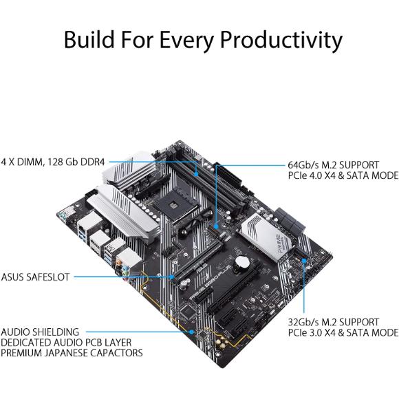 ASUS Prime B550-PLUS AMD AM4 Zen 3 Ryzen 5000 & 3rd Gen Ryzen ATX Motherboard - PakByte Computers 