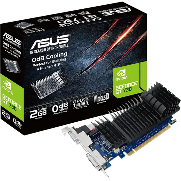 ASUS GeForce® GT 730 2GB GDDR5 low profile graphics card for silent HTPC build (with I/O port brackets) - PakByte Computers 