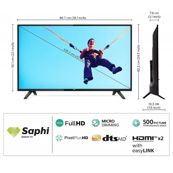 Philips 5800 43" Ultra Slim Full HD LED Smart TV (43PFT5813/98) - PakByte Computers 