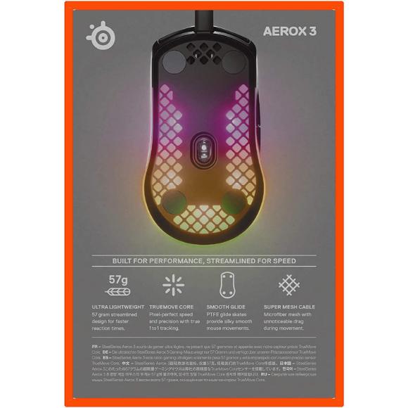 SteelSeries Aerox 3 - Super Light Gaming Mouse - 8,500 CPI TrueMove Core Optical Sensor - PakByte Computers 