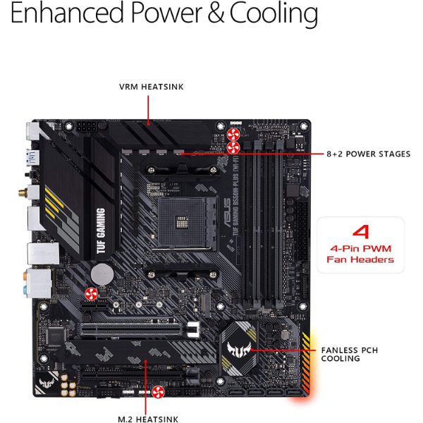 ASUS TUF Gaming B550M-PLUS Wi-Fi AM4 Micro-ATX Motherboard - PakByte Computers 