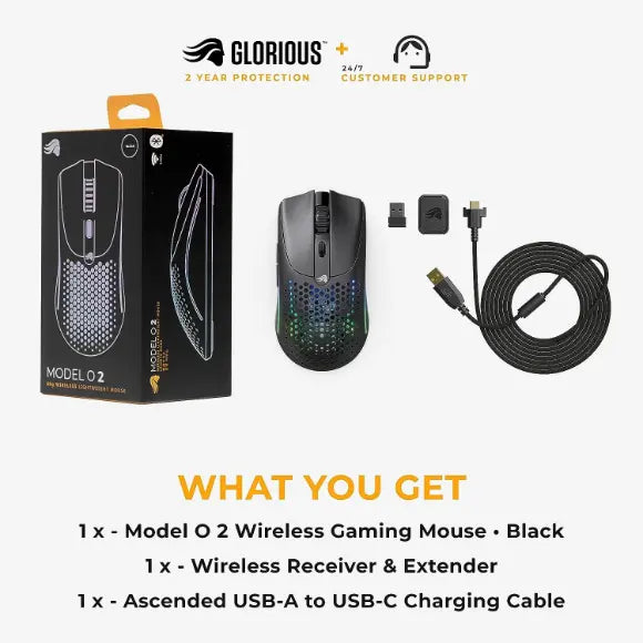 Glorious Model O2 Wireless Bluetooth Gaming Mouse - Matte Black - PakByte Computers 