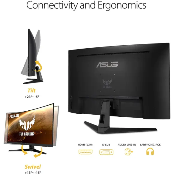 ASUS TUF Gaming VG328H1B 32" 1080P Curved Monitor - Full HD, 165Hz (Supports 144Hz) - PakByte Computers 