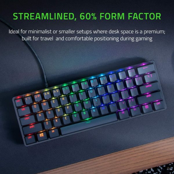 Razer Huntsman Mini 60% Gaming Keyboard - Clicky Optical Switches - PBT Keycaps - Classic Black - PakByte Computers 