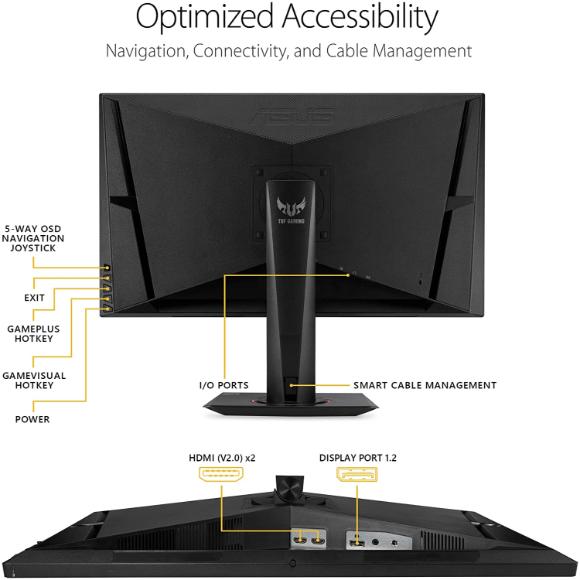 ASUS TUF Gaming 27" 2K HDR Gaming Monitor (VG27AQ) - WQHD (2560 x 1440), 165Hz (Supports 144Hz), 1ms - PakByte Computers 