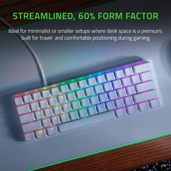 Razer Huntsman Mini 60% Gaming Keyboard: Linear Optical Switches, Mercury White - PakByte Computers 