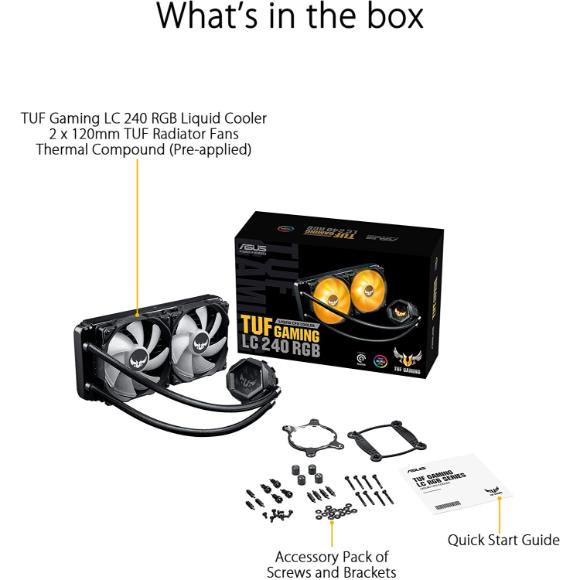 ASUS TUF Gaming LC 240 RGB All-in-one Liquid CPU Cooler (Aura Sync,TUF 120mm RGB Radiator Fans with Fan Blade Groove Design) - PakByte Computers 