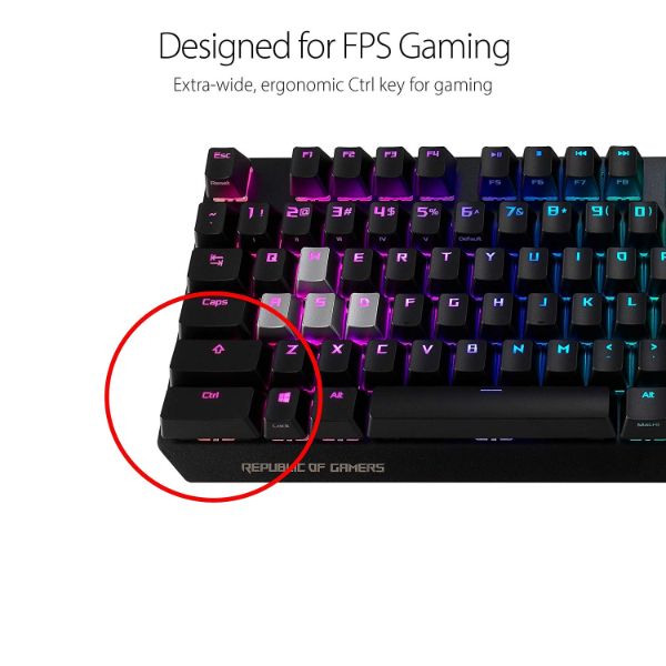 ASUS ROG Strix Scope RGB Mechanical Gaming Keyboard with Cherry MX Red Switches - PakByte Computers 