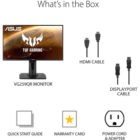 ASUS TUF Gaming VG259QR 24.5" 1080P Monitor - Full HD, 165Hz, 1ms - PakByte Computers 