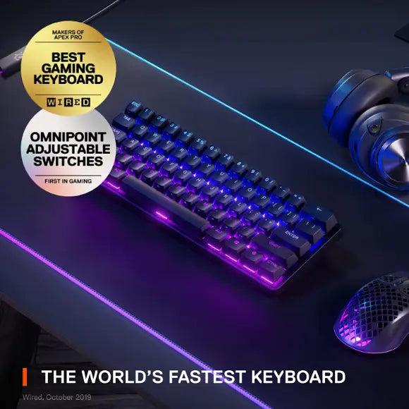 SteelSeries Apex Pro Mini Wireless Mechanical Gaming Keyboard – World’s Fastest Keyboard - PakByte Computers 