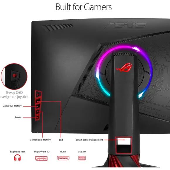 ASUS ROG Strix XG32VQ 31.5” 1440P Curved Gaming Monitor - QHD (2560 x 1440), 144Hz - Black - PakByte Computers 