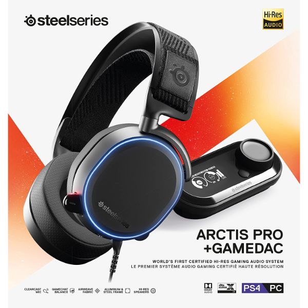 SteelSeries Arctis Pro + GameDAC Wired Gaming Headset - for PS4 and PC - Black - PakByte Computers 