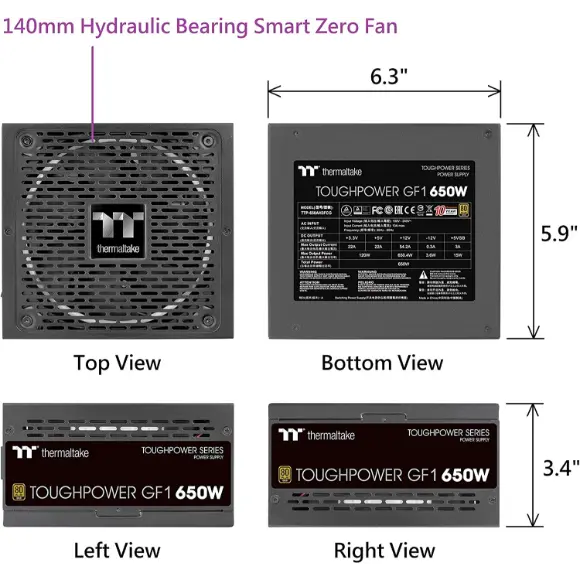 Thermaltake Toughpower GF1 750W 80+ Gold Power Supply - PakByte Computers 